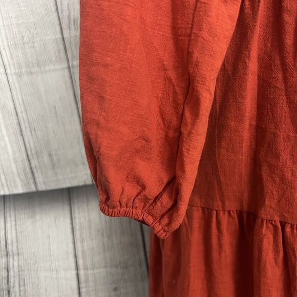 Fancy Inn Woman's Large Orange Long Sleeve V-Neck With Pockets Dress, NWT - Picture 3 of 8